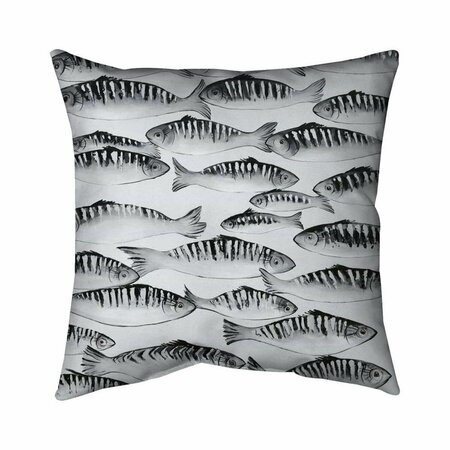 FONDO 20 x 20 in. Grey Shoal of Fish-Double Sided Print Indoor Pillow FO2774149